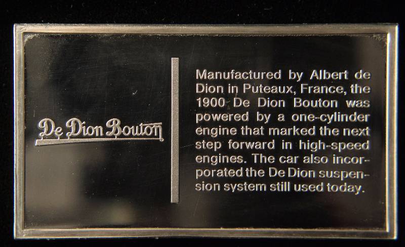 VINTAGE 1900 DE DION BOUTON AUTO 1000 GRAINS (2.08 TROY OZ.) STERLING SILVER BAR