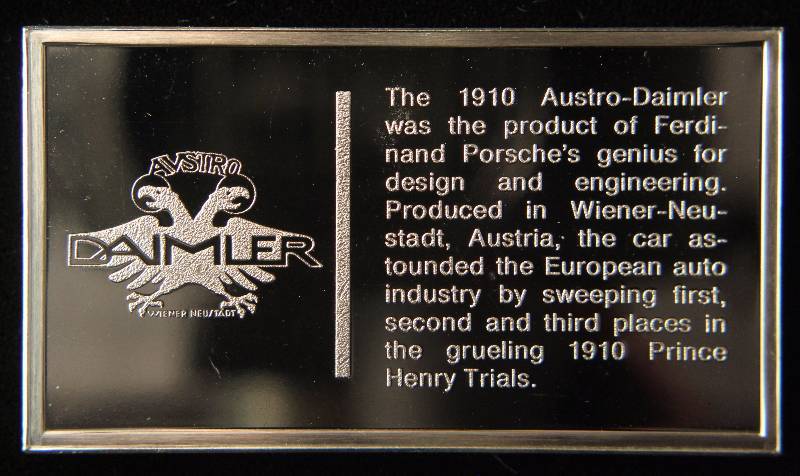 VINTAGE 1910 AUSTRO-DAIMLER AUTO 1000 GRAINS (2.08 TROY OZ.) STERLING SILVER BAR