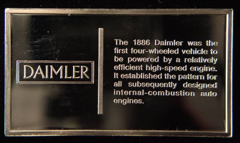 VINTAGE 1886 DAIMLER AUTO 1000 GRAINS (2.08 TROY OZ.) STERLING SILVER BAR