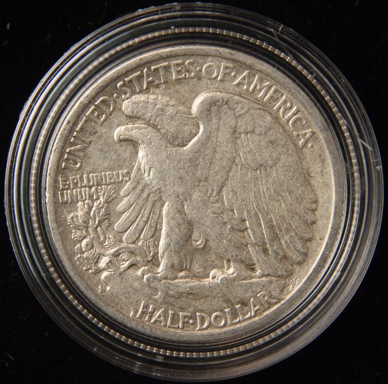 1942-S WALKING LIBERTY SILVER HALF DOLLAR IN AIRTITE HOLDER