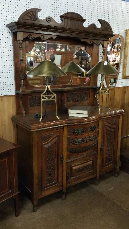 Victorian English Carved Buffet Sideboard Server