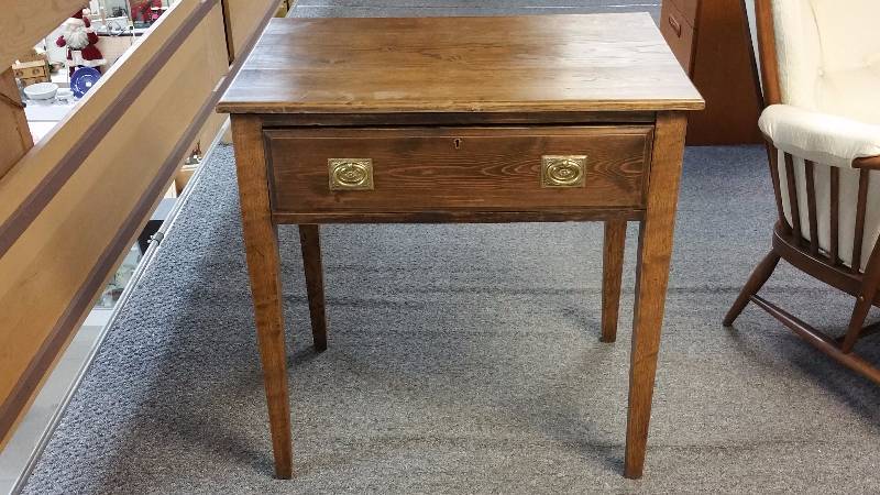 Rustic Oak and Pitch Pine Single Drawer Table