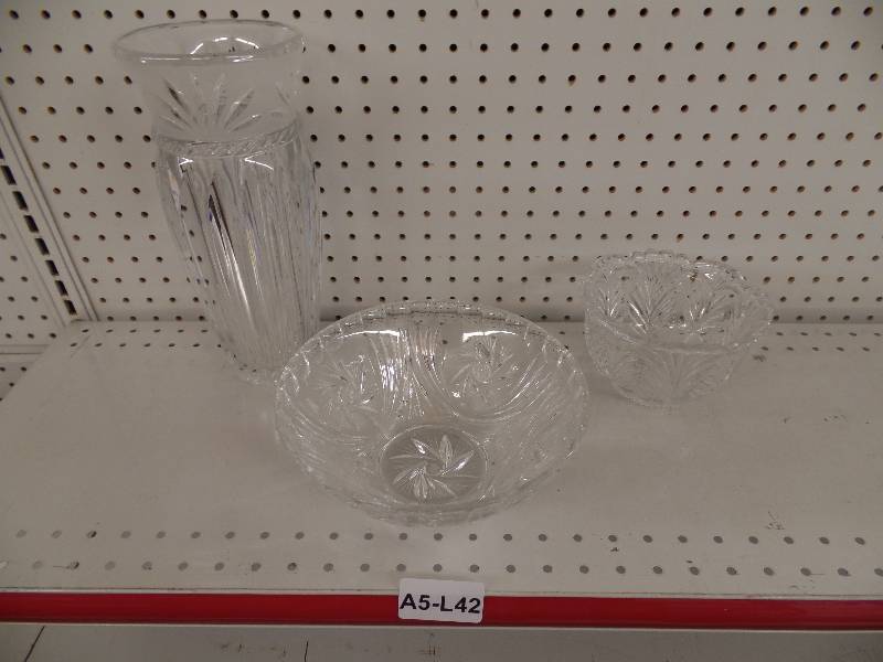 Crystal Vase and Crystal Bowls