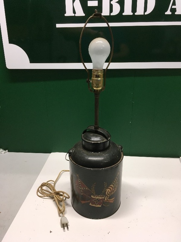Milk Can Lamp with Painted Flags