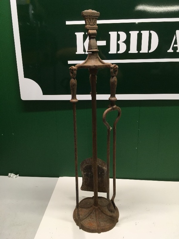 Fireplace Tools on Stand - Very Heavy Metal