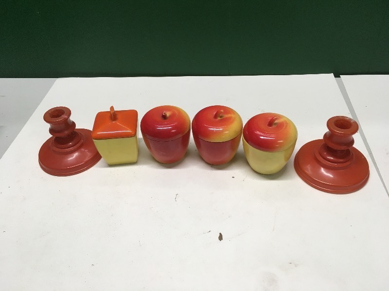 Orange  Yellow Apple Containers & Candlesticks