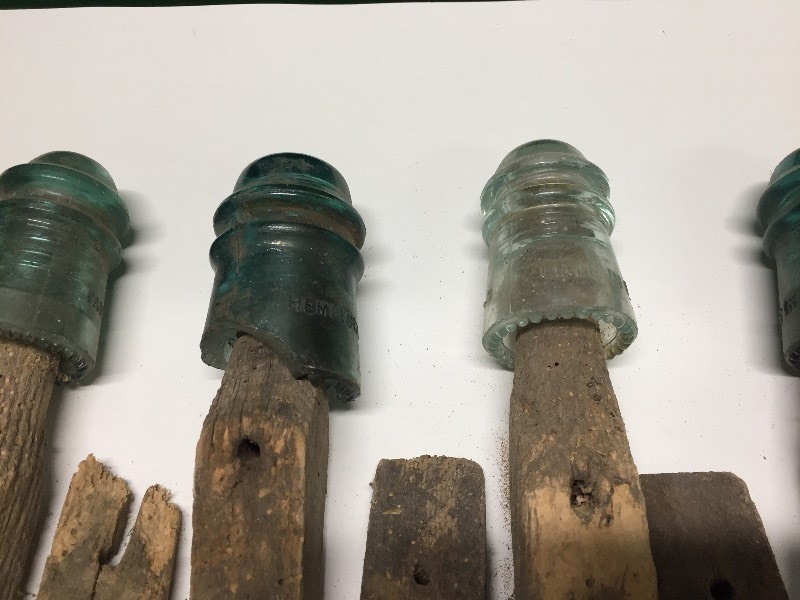 Glass Insulators on Wood Mounting Posts
