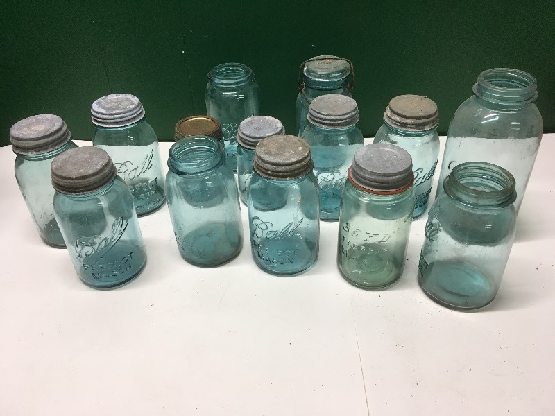 14 Blue Ball Perfect Mason Glass Jars