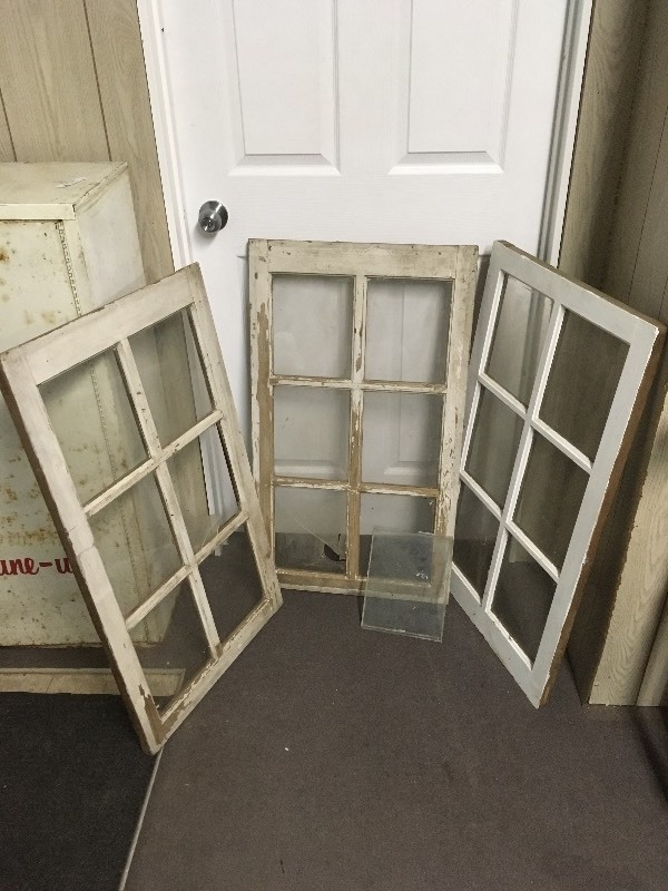 Three Six Pane Wooden Windows