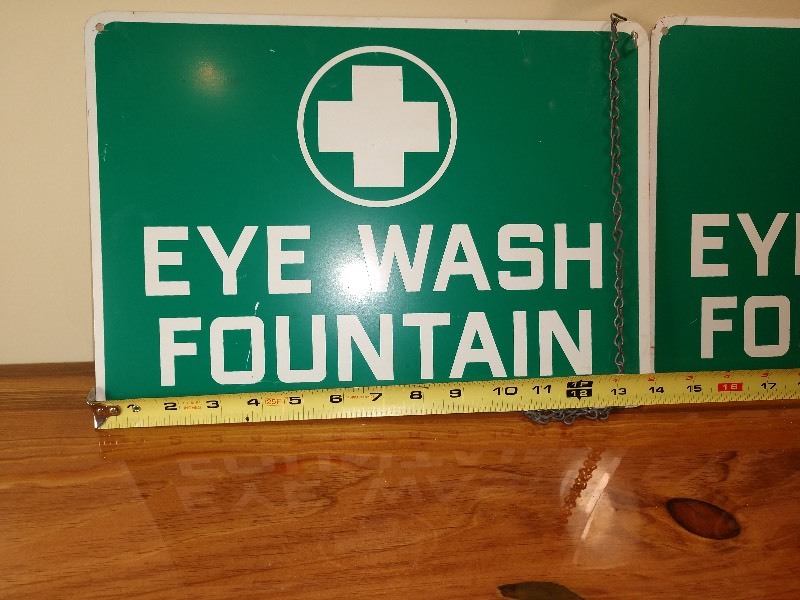lot 15 image: Steel Industrial Eye Wash Fountain Signs (2)