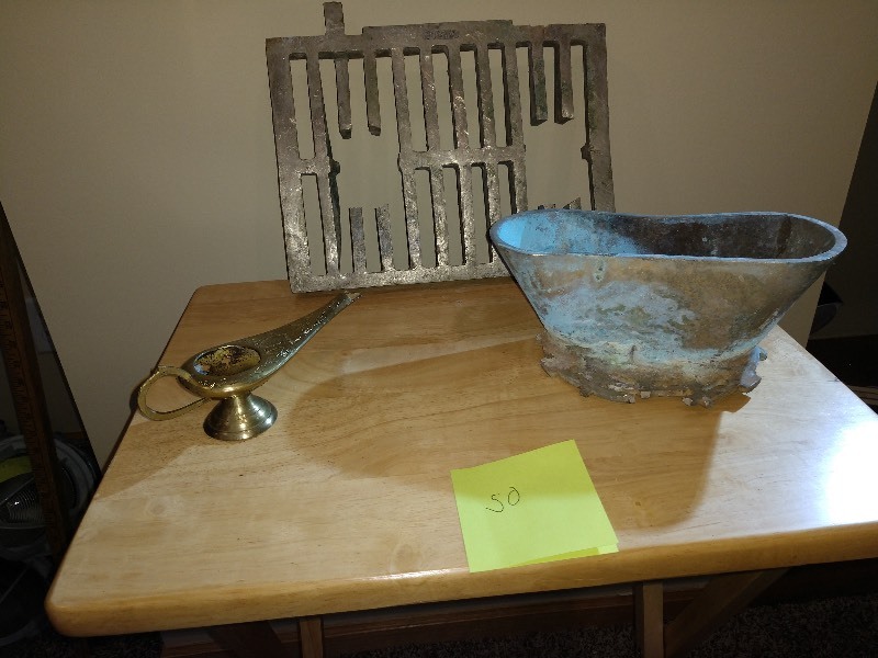 lot 50 image: JOSAM Antique Red Brass Floor Grate, JOSAM Red Brass Drain Cup, Genie Lamp