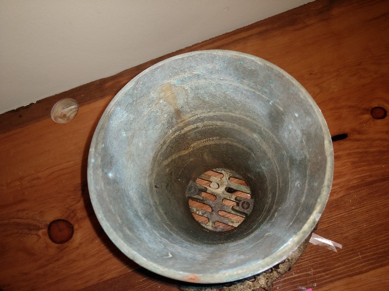 lot 61 image: JOSAM Antique Red Brass Floor Drain Grate and Cup