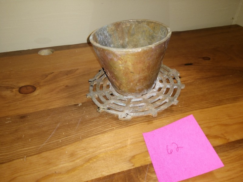 lot 62 image: JOSAM Antique Red Brass Floor Drain Grate and Cup