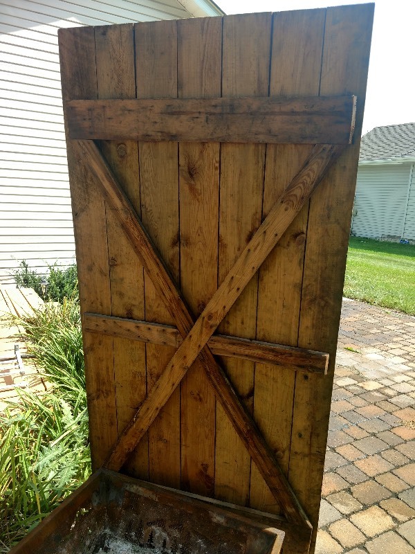 lot 92 image: Old Wood X Brace Industrial Door