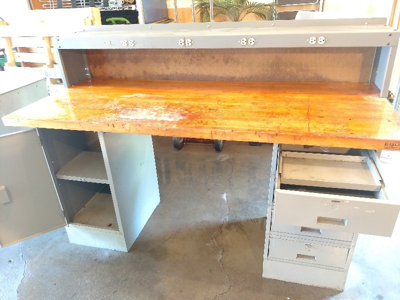 lot 93 image: Butcher Block Electrical Work Bench
