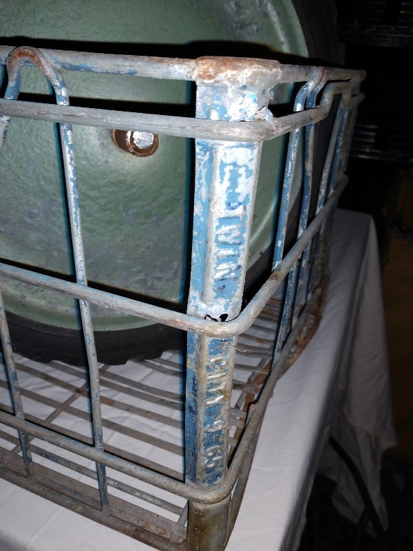 lot 102 image: Antique Diesel Army Can, Wheel, Caged Bin