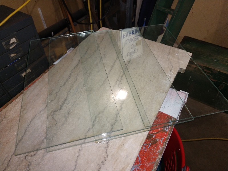 lot 151 image: Piece of Granite, Aluminum Shelf and Pieces of Glass