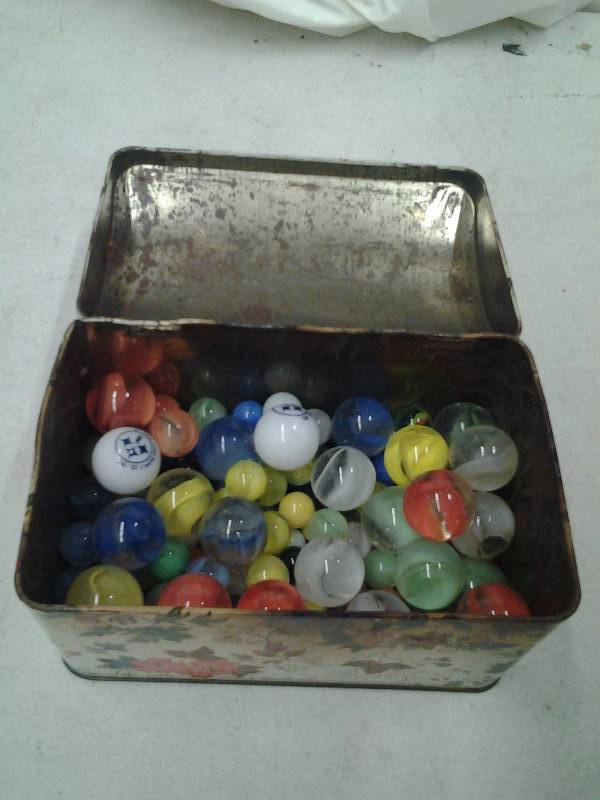 lot 37 image: Tin Of Old Marbles
