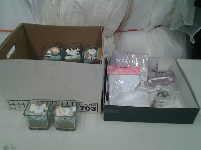 lot 48 image: 17-Candle Holders, Box Of Wedding Shower Decorations