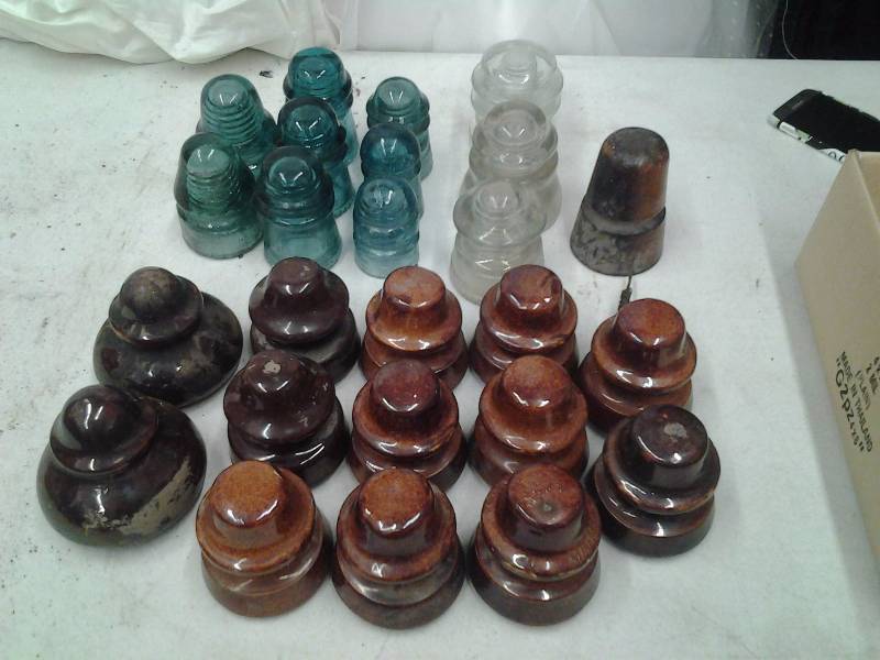 lot 58 image: Lot Of Assorted Insulators Porcelain & Glass