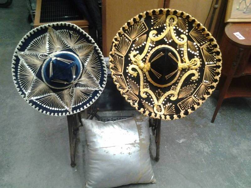 lot 69 image: 2-Fancy Sombreros, 1-Pillow