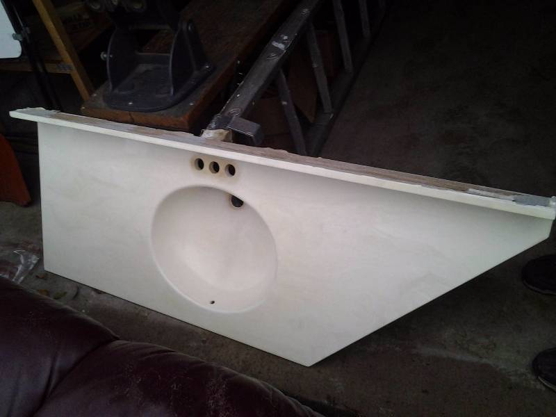 lot 2 image: Cultured Marble Vanity Top 59x40x22