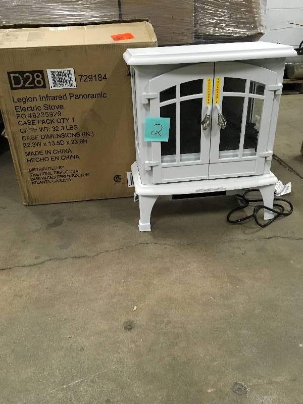 lot 2 image: Hampton Bay Legion 1,000 sq. ft. Panoramic Infrared Electric Stove in White - Open Box