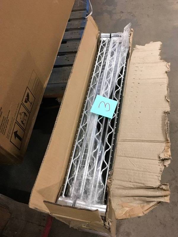 lot 3 image: Seville Classics UltraZinc Three Shelf NSF Commercial Steel Wire Utility Cart - Open Box