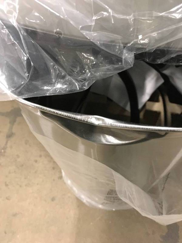 lot 8 image: Nine Stars USA 28.4 in. Tall Hands Free Infrared Motion Sensor Trash Can - Open Box dented