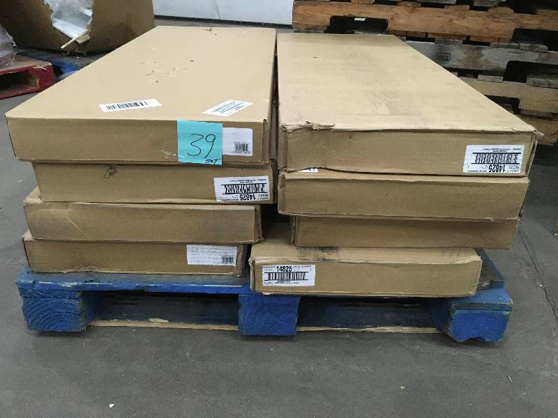 lot 39 image: Lot of 8 Closetmaid Impressions 14.58 in. x 16 in. White Laminate Narrow 4-Shelf Organizers open and sealed boxes