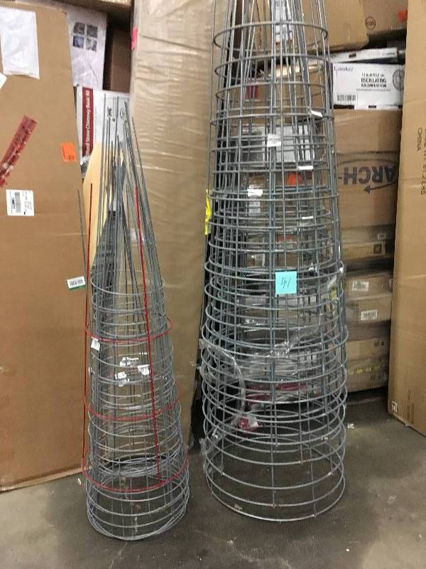 lot 41 image: Gilbert and Bennett 42 in. Galvanized Tomato Cages - Open Box