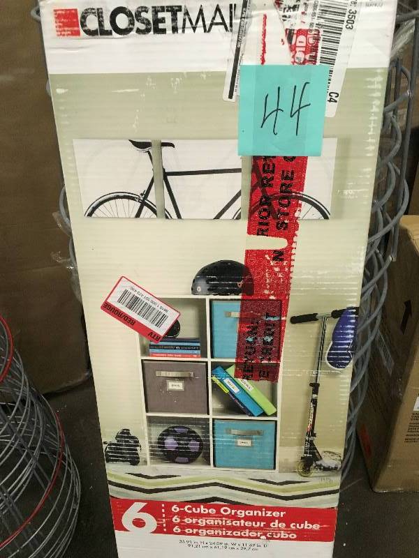 lot 44 image: Closetmaid 24 in. W x 36 in. White Stackable 6-Cube Organizer - Open Box