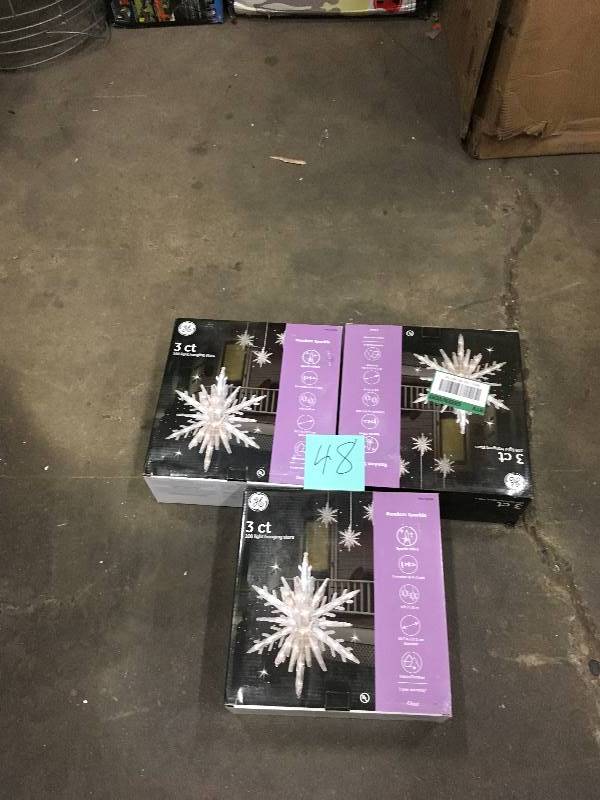 lot 48 image: GE Random Sparkle 108-Count Sparkling White Mini Incandescent Electrical Outlet Christmas Icicle Lights - Lot of 3 - Open Box