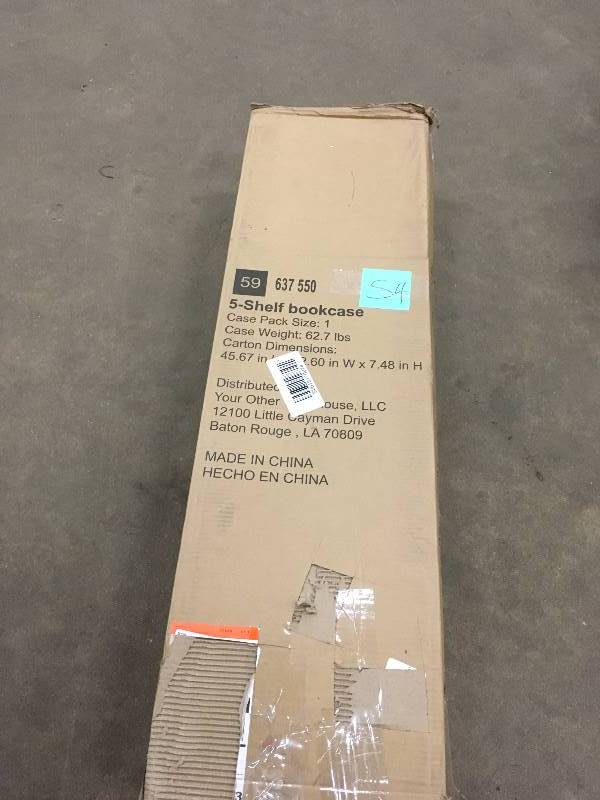 lot 54 image: Hampton Bay 5-Shelf Standard Bookcase in White - Open Box