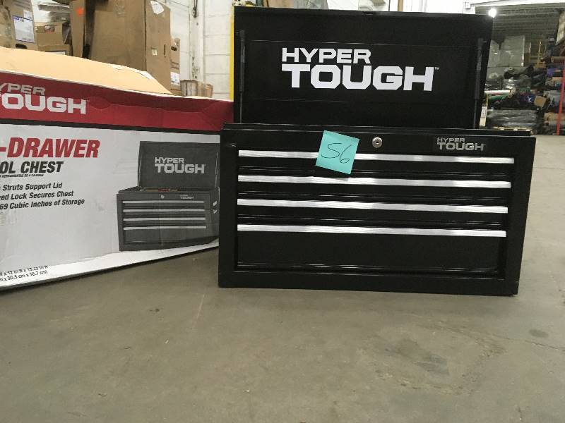 lot 56 image: Hyper Tough 4-Drawer Tool Chest with Ball-Bearing Slides, 26 W - Open Box
