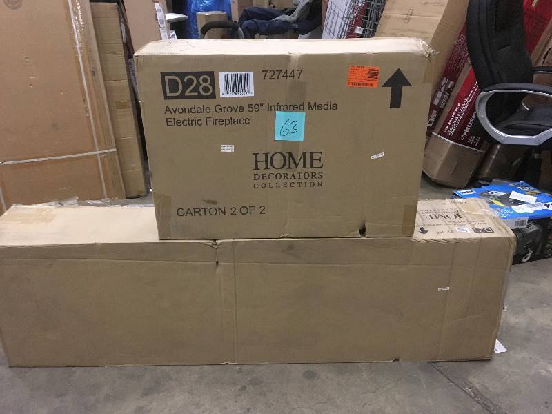 lot 63 image: Home Decorators Collection Avondale Grove 59 Infrared Media Electric Fireplace - Open Box