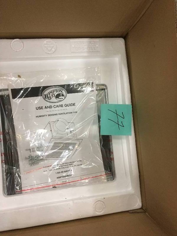lot 77 image: Hampton Bay Humidity Sensing Ventilation Fan White Finish - Open Box