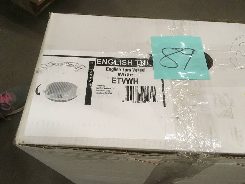 lot 89 image: Elizabeth Classics English Turn Vessel Bathroom Sink, White - Open Box
