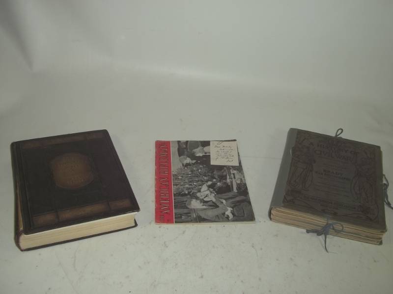 lot 134 image: College and Civil war books with American Rifleman magazine
