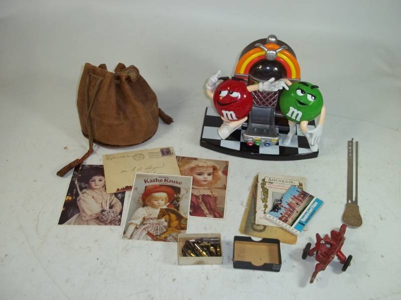 lot 136 image: M & M Dispenser, Plow, leather bag, Nibs Cards and Sewing Guide and pen tips