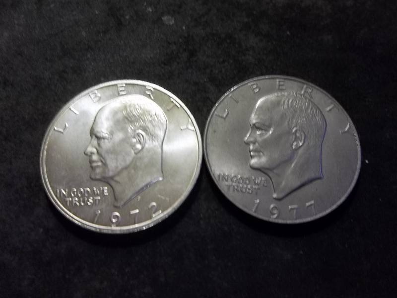 1972 D. 1977 Ike Dollars Unciculated