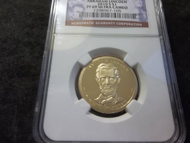 2010 S Lincoln Presidential Golden Dollar Graded Proof 69 NGC In Holder