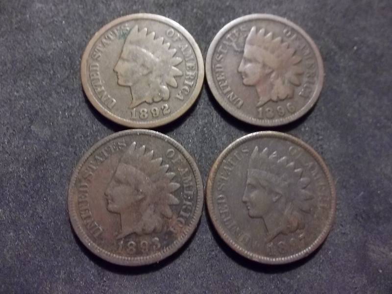 1892, 1893, 1896, 1897 Indian Head Cents