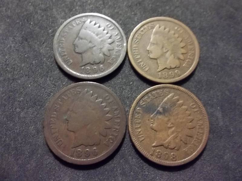 1896, 1898, 1899, 1896 Indian Head Cents