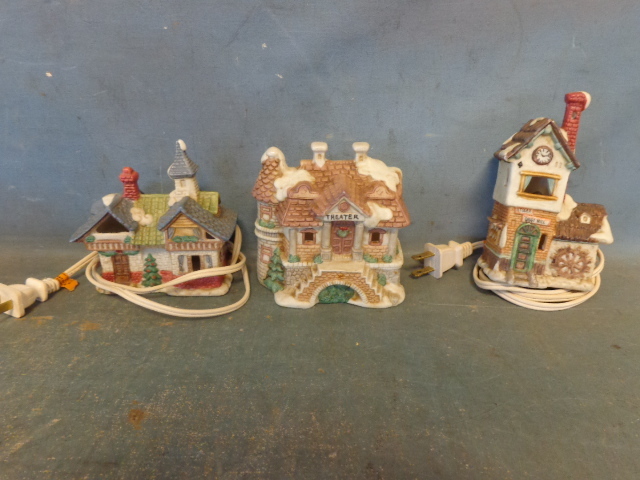 lot 38 image: Ceramic Buildings, Water Pitcher and Basin, Sugar Bowl and Tiles