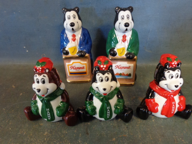 lot 101 image: Hamms Salt and Pepper shakers and Christmas Ornament