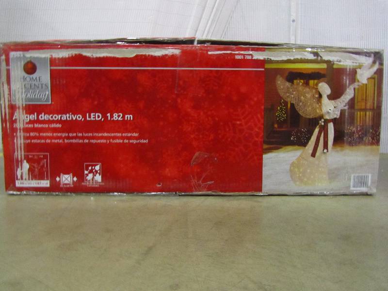 lot 2 image: Home Accents Holiday 74 in. LED Lighted White PVC Angel with Dove