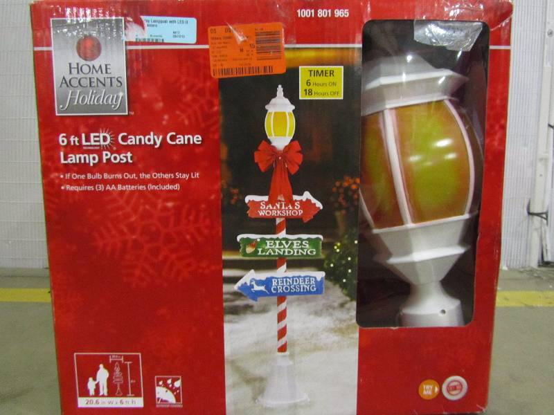 lot 7 image: Home Accents Holiday 72 in. Holiday Lamppost with LED Illuminated Lantern