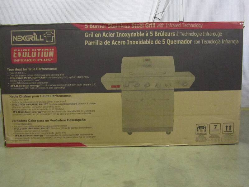 lot 32 image: Nexgrill Evolution 5-Burner Propane Gas Grill in Stainless Steel Bernzomatic 20 lb. Empty Propane Tank