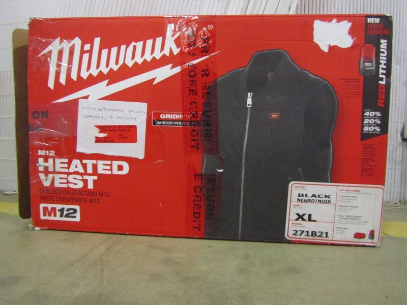lot 64 image: Milwaukee Mens X-Large M12 12-Volt Lithium-Ion Cordless Black Ribstop Heated Vest Kit